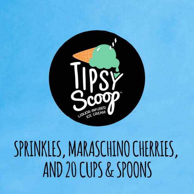 Sprinkles, maraschino cherries, and 20 cups & spoons